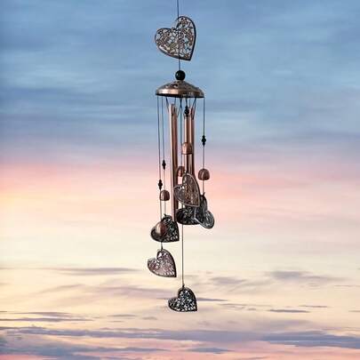 Heart-Shaped Wind Chime, Outdoor Garden Yard Decor, Indoor Balcony Hanging Home Decoration, Room Decor Wind Chime