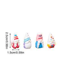 4/8pcs Mini Resin Gnomes Figurines, Miniature Birthday Theme Party Gnome Ornaments, Perfect Birthday Gift, Suitable For DIY Fairy Garden, Valentine's Day, Wedding Decorative, Birthday, Home Office Desk, Sensory Bins, Collector Displays, Car Interior Accessories, Birthday Party Gifts - Multicolor - View 7