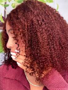 UNice Hair Finger Coil Ends 100% Human Hair Ready To Wear Reddish Brown Afro Kinky Curly Wig 7x5 Lace Closure Pre Cut Pre Bleached Pre Plucked Bye Bye Knots Wear Go Glueless Wig 180% Density Lace Front Wigs For Women - S33 - View 6