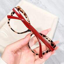 1 Piece Retro Leopard Cat Eye Unisex Glasses -  Computer Glasses, Magnification +1.0 To +4.0, Full Frame Design, Lightweight And Fashionable, - Quantity: 1 (Red) - View 7