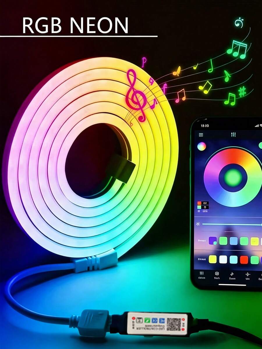 1m/2m/3 Meters/4m/5m Flexible LED Neon Light, With 44-Key Remote Control, USB Power Switch Dimmable, Suitable For Bedroom, Living Room, Display Cabinet, Bathroom Mirror Backlight, Home Decor And Party Atmosphere