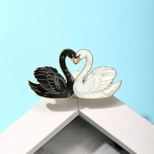 Swan Lover Enamel Brooch Pin Valentine Fashion Decorative Brooches Ornaments Lapel Bag Badges Jewelry Gifts
