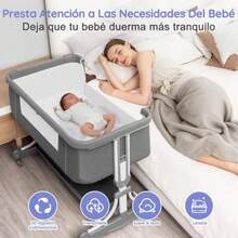 cunas para bebésYPZG Cuna para Bebé Colecho para Bebé 8 Posiciones de Altura Ajustables con Mosquitera Colchón Cambiador Cesta de Almacenamiento Almohadilla Refrescante Ruedas Giratorias de 360° - gris - Ver 6