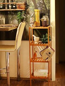 1pc 3-Tier/4-Tier Freestanding Bamboo Shelving Unit, Suitable For Bathroom, Kitchen, Living Room, Natural Material - Log - View 3