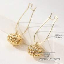 1 Pair Classic Elegant Style Gold Hollow Ball Pendant Earrings, Graceful & Refined Jewelry For Women, Suitable For Various Occasions, Perfect Gift For Birthday And Holidays - Gold - View 6