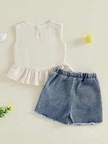 Baby Girls Tank Top Co-Ords - 黃色 - 查看 3