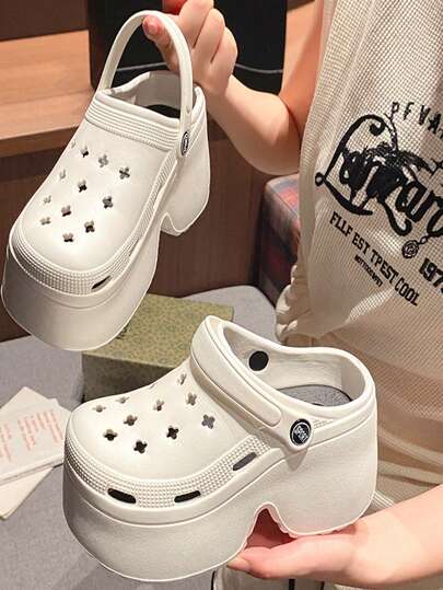 2026 New Summer Women's Thick Sole Hollow Sandals, Made Of Anti-Slip And Odor-Resistant EVA Material, Women's Outdoor Slippers, Women's Thick Sole Hollow Slippers, EVA Material Outdoor Beach Sandals, Anti-Slip, Thick Sole Gardening Shoes, Closed-Toe, Odorless