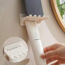 2pcs Multifunctional No Drill Toothbrush Holder Wall Mount Bathroom Dorm Toothbrush Cup Rack - Random Color - View 5