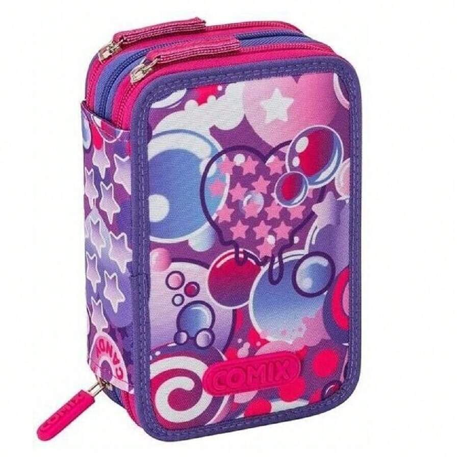 OISE ART STORE Astuccio Portapenne 3 Zip Scomparti Comix Bright Bubbles Girl Accessori Scuola - - Multicolore - Visualizzare 1