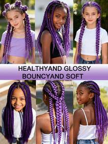 24 Inch Pre-Stretched Deep Purple Hair Extensions, 1 Piece, Suitable For Braiding & Cosplay (24 Inch (1 Pack), Deep Purple) - Multicolor - View 6