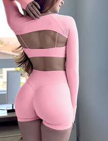 VOYJOY Women Workout Gym Impact Shorts Elieen Hidden Scrunch Butt Lifting Mid Low Waist 4.5" Seamless Shorts  Gym Shorts Black Shorts  Gym Shorts For Women Summer Women Clothes Pink Shorts  Summer Shorts For Women - Hồng - Xem 7