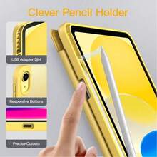 Skyddsfodral med stativ och pennfack för surfplatta, smart väcknings-/vilolägesfunktion, 2 betraktningsvinklar, fall- och reptålig - Gul - Visa 2