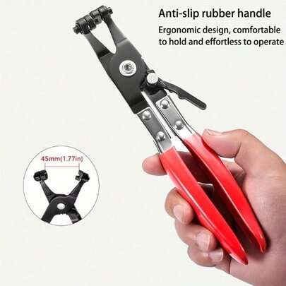 Durable Automotive Hose Clamp Pliers With Non-Slip Grip - Professional Mechanic Tool, Suitable For Oil, Vacuum, Hydraulic Lines - Compatible With Flat Band Clamps And Quick Release Connectors - Fastening Tool For Garage, Workshop, DIY Auto Repair