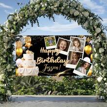 Customized Birthday Banner Personalized With Pictures And Name, Happy Birthday Party Decorations For Husband Or Men, Unique Celebration Backdrop Banner For Event - Màu 4 - Xem 3