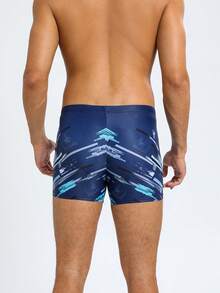 新款时尚印花男士泳裤，速干沙滩泳装，运动游泳短裤，避免尴尬 - 藍色 - 查看 8