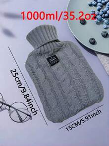 1pc 1000ml/2000mlHot Water Bag Filled With Water, Warm Water Bag For Women, Hot Compress For The Stomach, Student Size, Water Filled, Warm Hands, Cute Plush Baby - Navy Blue - View 13