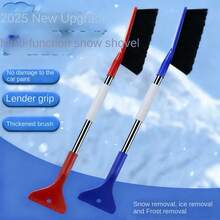 Cepillo quitanieve multifunción para coche con mango largo y cerdas suaves, herramienta rascadora de hielo - Talla única - Ver 4