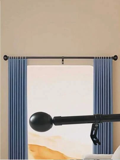 Heavy-Duty Adjustable Curtain Rod Set - 1 Inch Diameter, Modern Decorative Drapery Rods For Bathroom & Home, Telescoping Window Curtains, Wall Mounted, Metal,