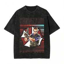 Washed T Shirt Albert Wesker Resident Evils Hip Hop Novelty T-Shirts Harajuku Streetwear Printed Tops For Men Women Tee Shirt - màu đen - Xem 1