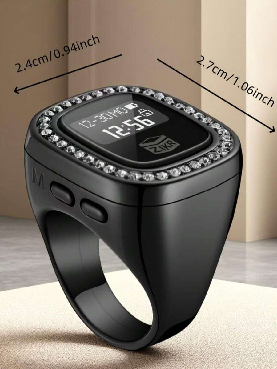 OLED Screen Multi-Channel Vibration Reminder Time Date Alarm Function Ring-Shaped Electronic Counter, New Counter Tasbih Watch Ring, OLED Screen Display, 33_66_99_100 Vibration Prompt, Fashionable & Luxurious, Suitable For Muslim Prayer Counting, Festival Gifts, Etc. - Multicolor - View 1