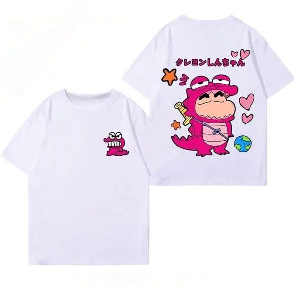 2025 Crayon Shin Chan Cute Cartoon Printed Summer Parent  Adult Women Short Sleeve Loose Y2k Casual Fashion T-Shirt Tops