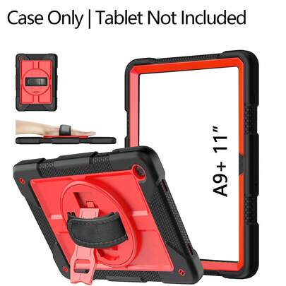 1pc, Compatible With Tab A11+ Plus/A9+ 11-Inch 2025/2023, Shockproof Hard Protective Case With +360 Rotating Hand Strap And Stand For Tab A11+/A9 Plus Tablet, Black