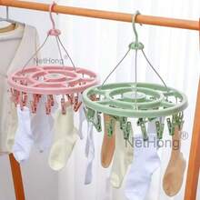 Sock Dryer With 18 Pegs, Rotating Drying Rack With Windproof Hooks Rack Socks - Multicolor - View 6