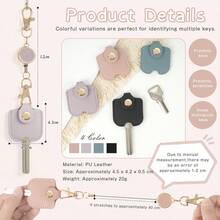 1 chiếc móc khóa bằng da PU, hộp đựng chìa khóa, nắp chìa khóa, vỏ bọc móc khóa, móc khóa, móc khóa có móc khóa, số chìa khóa ẩn, vòng chìa khóa, quà tặng, bộ sản phẩm đồng bộ, thời trang - Nhiều màu - Xem 5