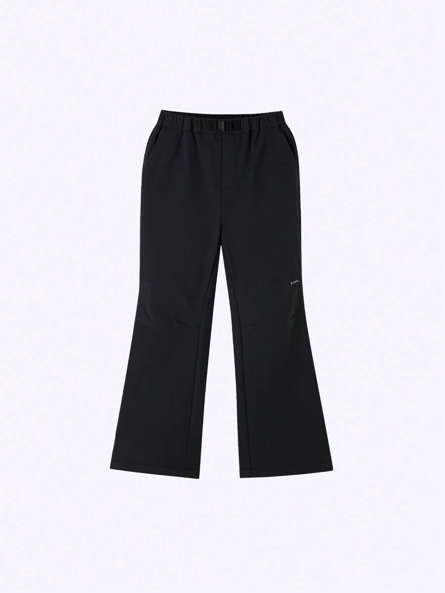 Annil Girls' Full-Length Woven Pants With Elastic Waist And Thick Legs - New Winter Style - Black - View 1