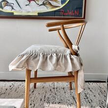 Korean Made Chair Pad 17.5'x 17.5' Slipcover Chair Cushion Cover Ties With Ruffle Farmhouse Decor Covers Only, Gift For Mom (Solid Beige) - 售米色 - 查看 10