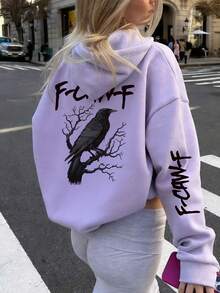 Damen Lässiger, weiter Kapuzenpullover, modisch und bequem, minimalistisch - Mauve - Übersicht 8