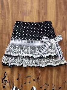 Women Piano Mini Skirts Y2k Harajuku Dark Coquette Aesthetic Grunge Black White Spliced Short Skirt - 黑與白 - 查看 4