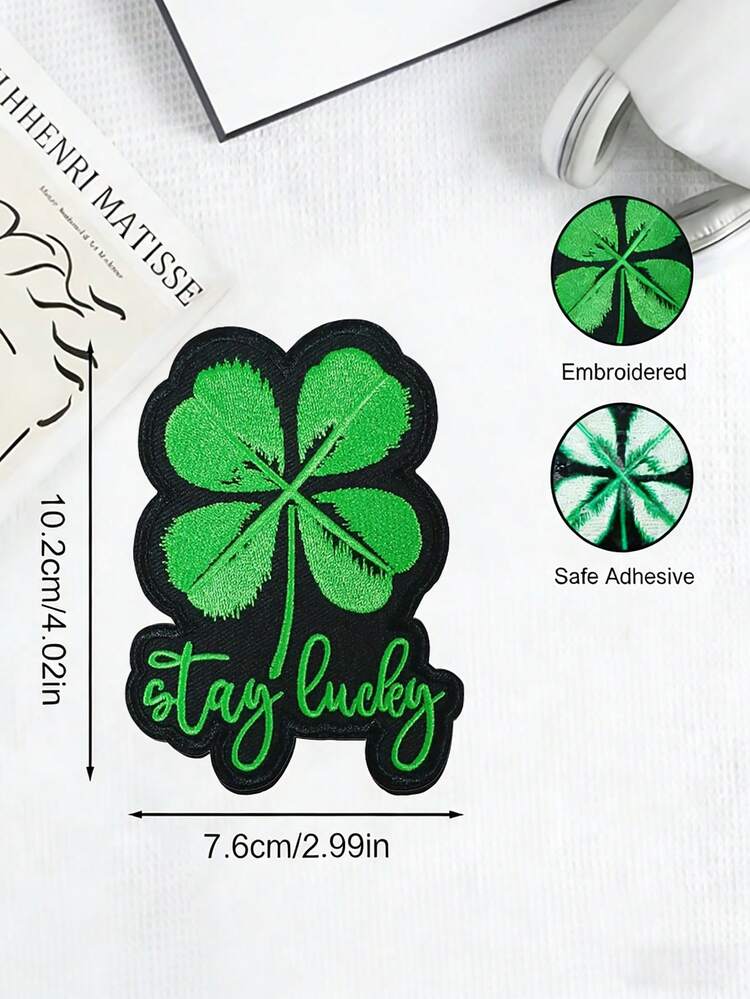 1個 "Stay Lucky" 四葉草刺繡貼布，勵志設計，可熨燙或縫製的裝飾徽章，適用於衣物、背包、牛仔褲、帽子、DIY，生日、畢業、節日的絕佳禮物 - 四葉草 - 查看 9