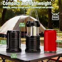 1个可折叠露营灯，电池供电，超亮COB LED灯珠，适用于停电、室内应急、户外露营、徒步旅行等场合，露营灯、手电筒、钓鱼装备 - 白色 - 查看 4