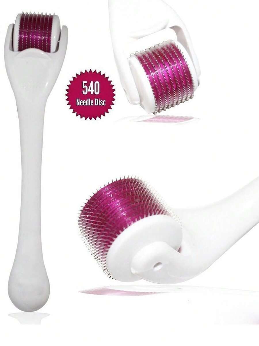 0.25毫米手动美容滚轮，540钛合金针美容滚轮，适用于头发、胡须、面部、身体、头皮，男女通用微针美容滚轮 - 彩色 - 查看 1