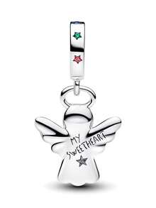 1pc Fashionable & Charming Valentine's Day Limited Edition Series Snowflake, Angel, Wreath, Bell Bead Pendant Versatile DIY Bracelet Necklace Gift For Lover - Multicolor - View 5