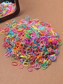 1000pcs/Pack Disposable Multi-Color Mixed Rubber Bands, Simple Daily Elastic Hair Ties, Non-Damaging Hair Accessories ,Ponytail Holders ,Scrunchies ,Hair Rope Elastic Band - Multicolor - View 4