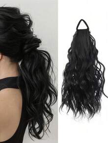 18-Inch High Crown Elastic Band Style High Ponytail Wig For Women, Real Hair Texture, Curly Ponytail Wig, Natural And Fluffy Ponytail, Easy-To-Style Wig, Suitable For Daily Wear - Multicolor - View 21