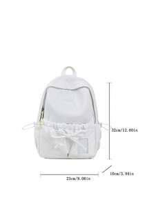 1pc Nylon Star Pattern Large Capacity Backpack, Fashionable Casual Backpack For Students, Commuting, Travel, Unisex - White - View 3