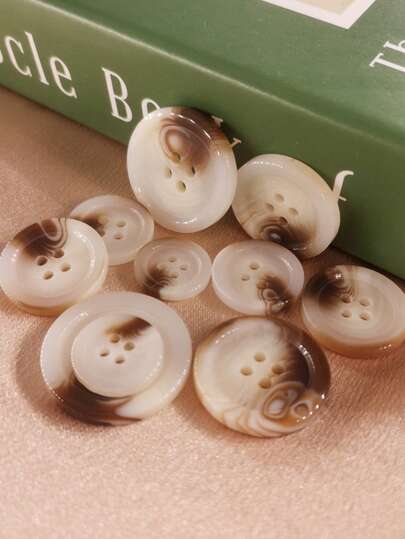  20pcs/Pack White Mixed Floral Resin Buttons, Classic Thin Edge Style Suitable For Coats, Jackets, Durable And Unbreakable