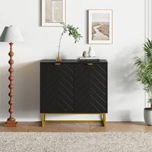 Aparador Moderno de Madera con Puertas Gabinete Buffet con Almacenamiento y Estante Ajustable para Comedor y Sala - Negro - Ver 8