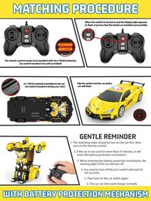 1pc Remote Control Transforming Robot Car Toy - One-Button Transformation, 360° Rotation & Drift, LED Lights, 2.4GHz 1:18 Scale RC Race Car, Suitable For 3-12 Years Old Boys/Girls As Christmas, Easter, Halloween, Thanksgiving, New Year, Birthday Gifts (Batteries Not Included) - Multicolor - View 10