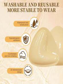 1 Pair Of Double Sided Self-Adhesive Bra Pads, Chest Pads Adhesive Pads, Reusable Padding Pads, Bra Bikini Thickened Chest Pads Waterproof Swimming - 1 cặp (cỡ B) + 10 miếng dán ngực - Xem 8