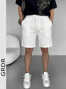 Quần short nam GRDR mùa hè mới, kiểu dáng giản dị, màu trơn, tối giản, thích hợp cho hoạt động ngoài trời. - trắng - Xem 3
