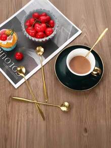 Colher de chá em formato de flor, em aço inoxidável, ideal para sorvete, café e chá. Perfeita para refeições, sobremesas, chá da tarde, sorvetes, café, doces, frutas, iogurte, geleia, temperos, saladas, para uso doméstico, na cozinha e em jantares. Ótima opção para presentes de Dia dos Namorados e decoração de mesas em datas comemorativas. - Prata - Ver 3