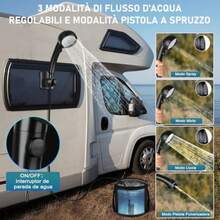 Regadera Portátil Recargable [Cubo Plegable 20L] 6000mAh Ducha Portátil para Camping con 4 Velocidades Pantalla LED IPX7 Kit de Ducha Portatil para Senderismo Mascotas Viaje - Regadera Portatil con Cubo Plegable - Ver 3