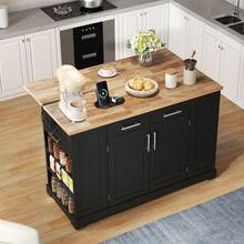 Mobile Storage Islands - Black+Natural + MDF + European - View 4