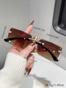 1副女士休闲时尚无框眼镜，百搭日常佩戴、街头风、派对、夏季、海滩度假、约会、户外活动 - 雙茶片 - 查看 4