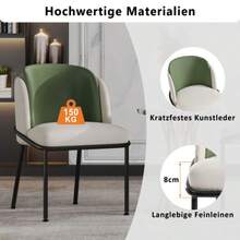 6 St Moderner Stuhl Mit Schrägstuhlbein Und Verstellbare Füße , Ideal Für Wohnzimmer, Offene Bürofläche, Esszimmer (Beige+Grün) - Green - View 3