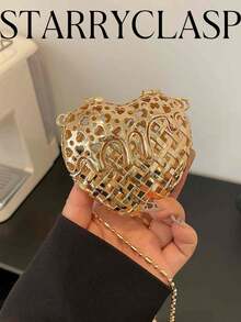 Luxury Rhinestone Embellished Handbag & Mini Cosmetic Box - Gold - View 1